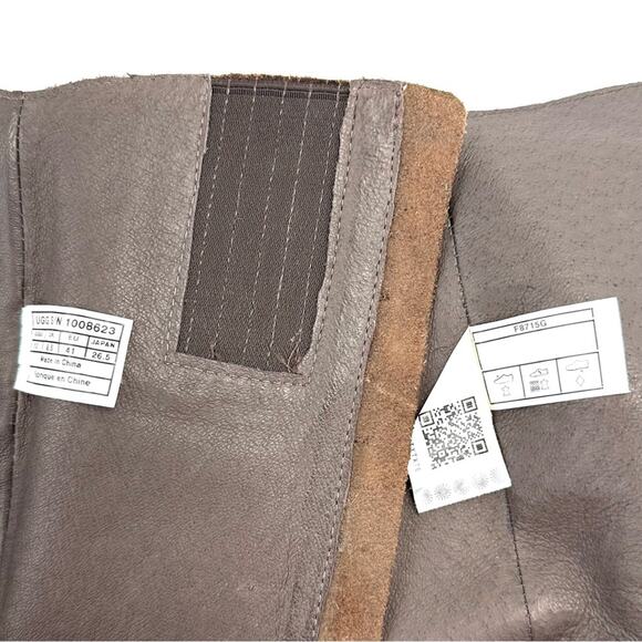 Ugg Brown Tall/Knee High Boot Size 10 Leather Block High Heel Almond Toe Bootie - Picture 6 of 14